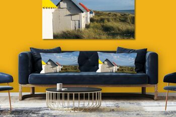 Ensemble de coussins photo décoratifs (2 pièces), motif : maison de plage en Normandie - taille : 80 x 40 cm - housse de coussin premium, coussin déco, coussin déco, coussin photo, housse de coussin 3