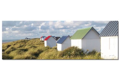 Wandbild: Strandhäuschen in der Normandie 3 - Panorama quer 3:1 - viele Größen & Materialien – Exklusives Fotokunst-Motiv als Leinwandbild oder Acrylglasbild zur Wand-Dekoration