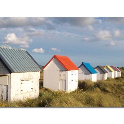 Wandbild: Strandhäuschen in der Normandie 4 - Querformat 2:1 - viele Größen & Materialien – Exklusives Fotokunst-Motiv als Leinwandbild oder Acrylglasbild zur Wand-Dekoration