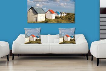 Ensemble de coussins photo décoratifs (2 pièces), motif : Cottage de plage en Normandie 4, 40 x 40 cm, housse de coussin premium, coussin décoratif 2