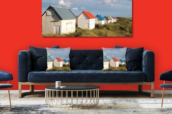 Ensemble de coussins photo décoratifs (2 pièces), motif : Cottage de plage en Normandie 4, 40 x 40 cm, housse de coussin premium, coussin décoratif 3