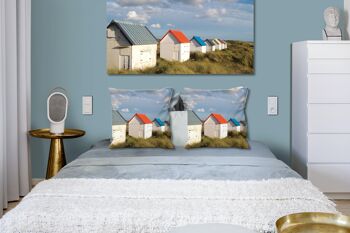 Ensemble de coussins photo décoratifs (2 pièces), motif : Cottage de plage en Normandie 4, 40 x 40 cm, housse de coussin premium, coussin décoratif 5