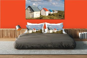 Ensemble de coussins photo décoratifs (2 pièces), motif : Cottage de plage en Normandie 4, 80 x 40 cm, housse de coussin premium, coussin décoratif 2