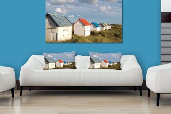 Ensemble de coussins photo décoratifs (2 pièces), motif : Cottage de plage en Normandie 4, 80 x 40 cm, housse de coussin premium, coussin décoratif 3