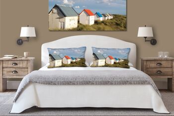 Ensemble de coussins photo décoratifs (2 pièces), motif : Cottage de plage en Normandie 4, 80 x 40 cm, housse de coussin premium, coussin décoratif 5