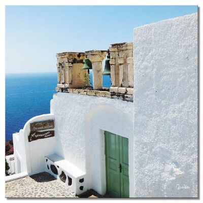 Murale: Santorini, du Perle 4 - quadrato 1:1 - molte dimensioni e materiali - esclusivo motivo artistico fotografico come immagine su tela o immagine su vetro acrilico per la decorazione murale