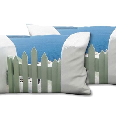 Decorative photo cushion set (2 pieces), motif: Santorini du Perle 21 - size: 80 x 40 cm - premium cushion cover, decorative cushion, decorative cushion, photo cushion, cushion cover