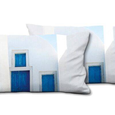 Decorative photo cushion set (2 pieces), motif: white and blue - size: 80 x 40 cm - premium cushion cover, decorative cushion, decorative cushion, photo cushion, cushion cover