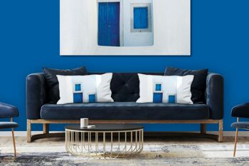 Ensemble de coussins photo décoratifs (2 pièces), motif : blanc et bleu - taille : 80 x 40 cm - housse de coussin premium, coussin décoratif, coussin décoratif, coussin photo, housse de coussin 2