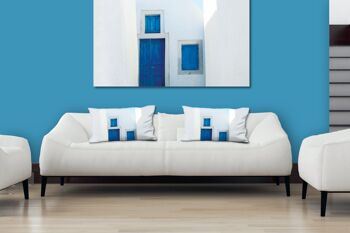 Ensemble de coussins photo décoratifs (2 pièces), motif : blanc et bleu - taille : 80 x 40 cm - housse de coussin premium, coussin décoratif, coussin décoratif, coussin photo, housse de coussin 5