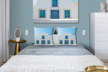 Ensemble de coussins photo décoratifs (2 pièces), motif : blanc et bleu clair - taille : 40 x 40 cm - housse de coussin premium, coussin décoratif, coussin décoratif, coussin photo, housse de coussin 2