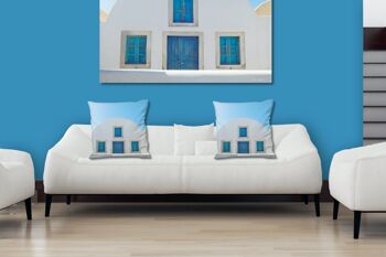 Ensemble de coussins photo décoratifs (2 pièces), motif : blanc et bleu clair - taille : 40 x 40 cm - housse de coussin premium, coussin décoratif, coussin décoratif, coussin photo, housse de coussin 3
