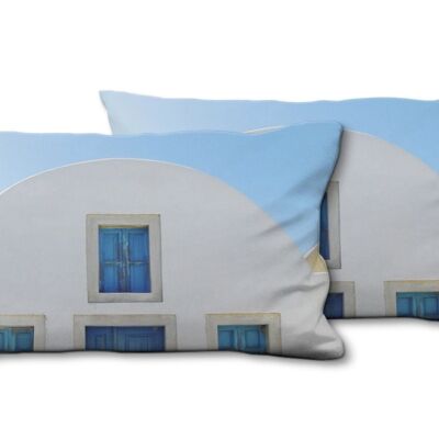 Decorative photo cushion set (2 pieces), motif: white and light blue - size: 80 x 40 cm - premium cushion cover, decorative cushion, decorative cushion, photo cushion, cushion cover
