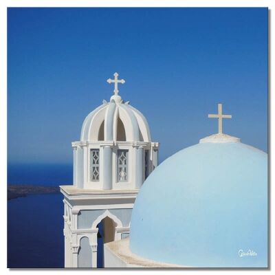 Mural: Santorini, du Perle 9 - cuadrado 1:1 - muchos tamaños y materiales - motivo de arte fotográfico exclusivo como cuadro de lienzo o cuadro de vidrio acrílico para decoración de paredes