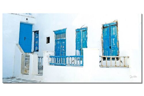 Wandbild: Traumhaus auf Mykonos - Querformat 2:1 - viele Größen & Materialien – Exklusives Fotokunst-Motiv als Leinwandbild oder Acrylglasbild zur Wand-Dekoration