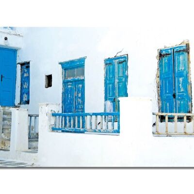 Murale: casa dei sogni a Mykonos - formato orizzontale 2:1 - molte dimensioni e materiali - esclusivo motivo artistico fotografico come tela o immagine in vetro acrilico per la decorazione murale
