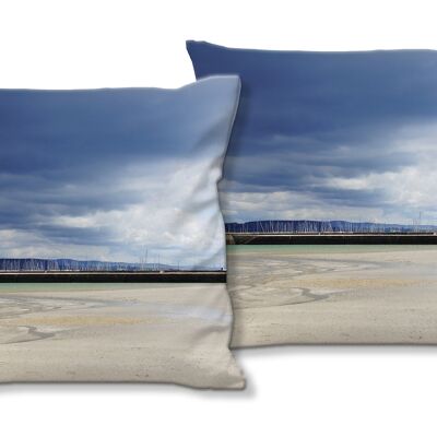 Decorative photo cushion set (2 pieces), motif: On the beach at Morgat - size: 40 x 40 cm - premium cushion cover, decorative cushion, decorative cushion, photo cushion, cushion cover