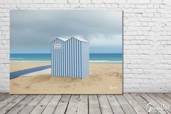 Papier peint : maison de plage en bleu et blanc - format paysage 4:3 - nombreuses tailles et matériaux - motif d'art photographique exclusif comme image sur toile ou image sur verre acrylique pour la décoration murale 8