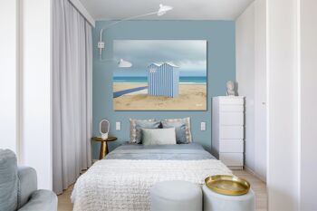 Papier peint : maison de plage en bleu et blanc - format paysage 4:3 - nombreuses tailles et matériaux - motif d'art photographique exclusif comme image sur toile ou image sur verre acrylique pour la décoration murale 12
