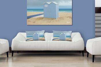 Ensemble de coussins photo décoratifs (2 pièces), motif : maison de plage en bleu et blanc - taille : 80 x 40 cm - housse de coussin premium, coussin décoratif, coussin décoratif, coussin photo, housse de coussin 2