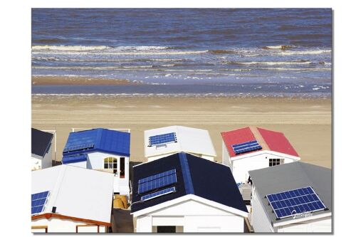 Wandbild: Strandhäuschen in Holland 1 - Querformat 4:3 - viele Größen & Materialien – Exklusives Fotokunst-Motiv als Leinwandbild oder Acrylglasbild zur Wand-Dekoration