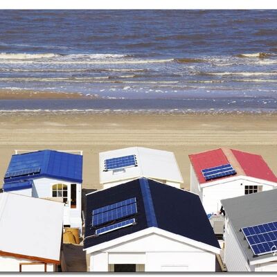 Murale: capanna sulla spiaggia in Olanda 1 - formato orizzontale 4:3 - molte dimensioni e materiali - esclusivo motivo artistico fotografico come immagine su tela o immagine su vetro acrilico per la decorazione murale