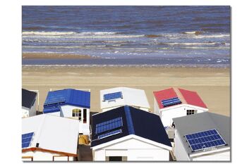 Papier peint : Cabane de plage en Hollande 1 - Format paysage 4:3 - Nombreuses tailles et matériaux - Motif d'art photographique exclusif sous forme d'image sur toile ou d'image en verre acrylique pour la décoration murale 1