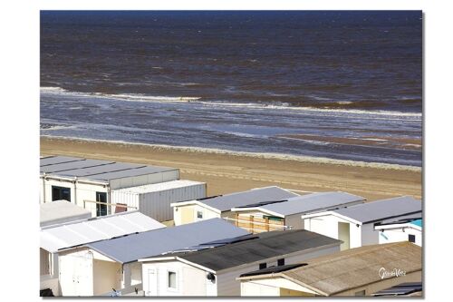 Wandbild: Strandhäuschen in Holland 2 - Querformat 4:3 - viele Größen & Materialien – Exklusives Fotokunst-Motiv als Leinwandbild oder Acrylglasbild zur Wand-Dekoration