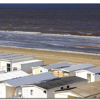 Mural: Beach hut in Holland 2 - landscape format 4:3 - many sizes & materials - exclusive photo art motif as a canvas picture or acrylic glass picture for wall decoration