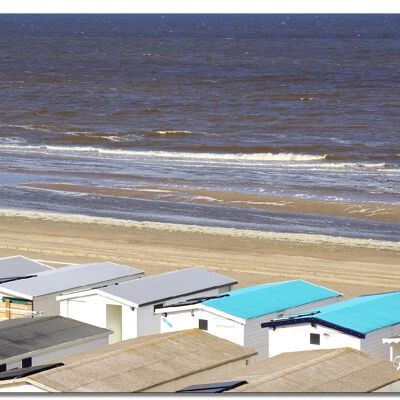 Mural: Beach hut in Holland 3 - landscape format 4:3 - many sizes & materials - exclusive photo art motif as a canvas picture or acrylic glass picture for wall decoration
