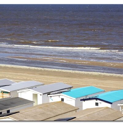 Murale: capanna sulla spiaggia in Olanda 3 - formato orizzontale 4:3 - molte dimensioni e materiali - esclusivo motivo artistico fotografico come immagine su tela o immagine su vetro acrilico per la decorazione murale