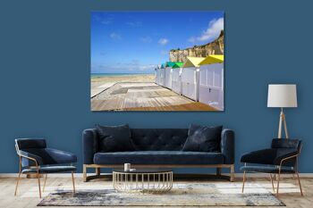 Papier peint : Cabane de plage en Normandie 8 - format paysage 4:3 - nombreuses tailles et matériaux - motif d'art photographique exclusif sous forme d'image sur toile ou d'image en verre acrylique pour la décoration murale 2