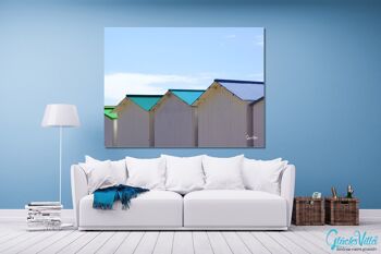 Papier peint : Cabane de plage en Normandie 9 - format paysage 4:3 - nombreuses tailles et matériaux - motif d'art photographique exclusif sous forme d'image sur toile ou d'image en verre acrylique pour la décoration murale 2