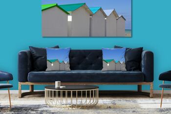 Ensemble de coussins photo décoratifs (2 pièces), motif : chalet de plage en Normandie 10, 40 x 40 cm, housse de coussin premium, coussin décoratif 4