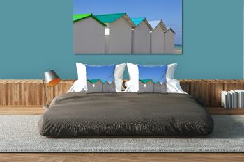 Ensemble de coussins photo décoratifs (2 pièces), motif : chalet de plage en Normandie 10, 40 x 40 cm, housse de coussin premium, coussin décoratif 6