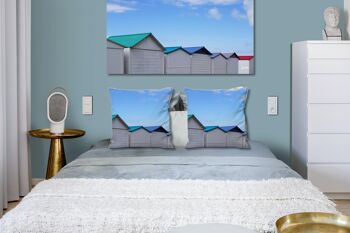 Ensemble de coussins photo décoratifs (2 pièces), motif : chalet de plage en Normandie 14, 40 x 40 cm, housse de coussin premium, coussin décoratif 6