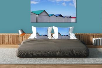 Ensemble de coussins photo décoratifs (2 pièces), motif : chalet de plage en Normandie 14, 40 x 40 cm, housse de coussin premium, coussin décoratif 7