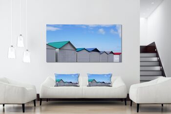 Ensemble de coussins photo décoratifs (2 pièces), motif : chalet de plage en Normandie 14, 80 x 40 cm, housse de coussin premium, coussin décoratif 5