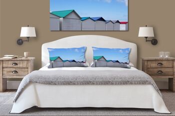 Ensemble de coussins photo décoratifs (2 pièces), motif : chalet de plage en Normandie 14, 80 x 40 cm, housse de coussin premium, coussin décoratif 6