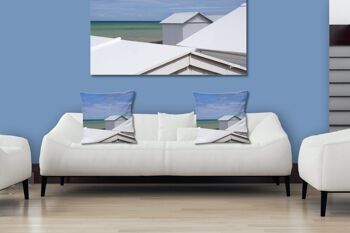 Ensemble de coussins photo décoratifs (2 pièces), motif : maison de plage en Normandie, 40 x 40 cm, housse de coussin premium, coussin décoratif 2