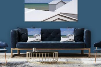 Ensemble de coussins photo décoratifs (2 pièces), motif : maison de plage en Normandie, 40 x 40 cm, housse de coussin premium, coussin décoratif 3