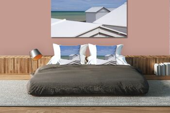 Ensemble de coussins photo décoratifs (2 pièces), motif : maison de plage en Normandie, 40 x 40 cm, housse de coussin premium, coussin décoratif 4