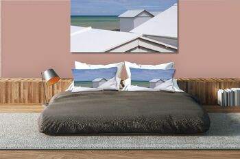 Ensemble de coussins photo décoratifs (2 pièces), motif : maison de plage en Normandie, 80 x 40 cm, housse de coussin premium, coussin décoratif 4