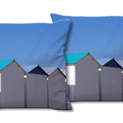 Decorative photo cushion set (2 pieces), motif: beach cottage in Normandy 18, 40 x 40 cm, premium cushion cover, decorative cushion