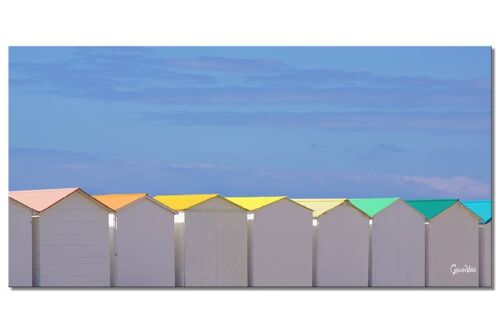 Wandbild: Strandhäuschen in der Normandie 19 - Querformat 2:1 - viele Größen & Materialien – Exklusives Fotokunst-Motiv als Leinwandbild oder Acrylglasbild zur Wand-Dekoration