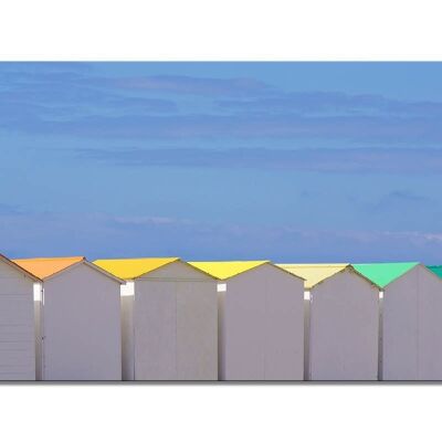 Mural: Beach hut in Normandy 19 - landscape format 2:1 - many sizes & materials - exclusive photo art motif as a canvas or acrylic glass picture for wall decoration
