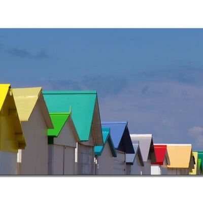 Mural: Beach hut in Normandy 20 - landscape format 2:1 - many sizes & materials - exclusive photo art motif as a canvas picture or acrylic glass picture for wall decoration