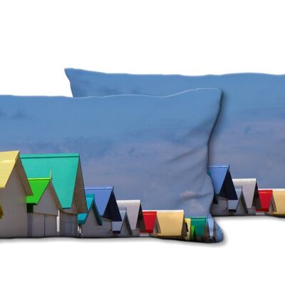 Set di cuscini decorativi con foto (2 pezzi), motivo: cottage sulla spiaggia in Normandia 20, 80 x 40 cm, fodera per cuscino premium, cuscino decorativo