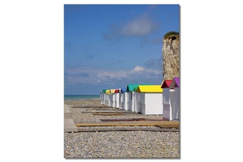 Wandbild: Strandhäuschen in der Normandie 21 - Hochformat 3:4 - viele Größen & Materialien – Exklusives Fotokunst-Motiv als Leinwandbild oder Acrylglasbild zur Wand-Dekoration