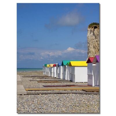 Mural: Beach hut in Normandy 21 - portrait format 3:4 - many sizes & materials - exclusive photo art motif as a canvas or acrylic glass picture for wall decoration